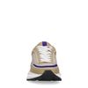Vegan beige sneakers met paarse details