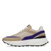 Vegan beige sneakers met paarse details