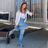 Blauwe slingback pumps met veters