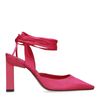 Roze slingback pumps met veters