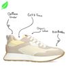 Vegan beige sneakers met gele details