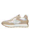 Beige sneakers met zilverkleurige details