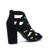 Zwarte opengewerkte sandalen met hak