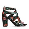 Zwarte sandalen met hak met bloemenprint