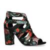 Zwarte sandalen met hak met bloemenprint