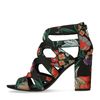Zwarte sandalen met hak met bloemenprint
