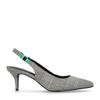 Geruite slingback pumps met kitten heel