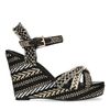 Zwarte sleehakken sandalen met print