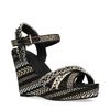 Zwarte sleehakken sandalen met print