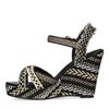 Zwarte sleehakken sandalen met print