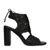Zwarte opengewerkte sandalen met hak
