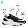 Vegan zwart witte sneakers met roze detail