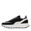 Vegan zwart witte sneakers met roze detail