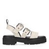 Sandales cuir à plateforme avec imprimé croco - beige