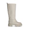 Bottines hautes en cuir avec semelle plateforme - beige