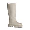 Bottines hautes en cuir avec semelle plateforme - beige