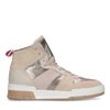 Baskets mi-hautes aux détails métallisés et roses - beige