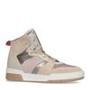 Baskets mi-hautes aux détails métallisés et roses - beige