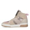 Baskets mi-hautes aux détails métallisés et roses - beige