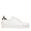 Baskets en cuir avec imprimé léopard - blanc