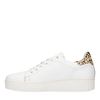 Baskets en cuir avec imprimé léopard - blanc