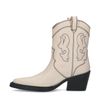 Santiags en cuir avec surpiqûres - blanc cassé