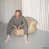 Bottes à lacets en cuir avec semelle plateforme - blanc cassé