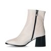 Bottines cuir à talon - blanc cassé