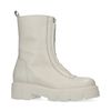 Bottines en cuir avec fermeture éclair - blanc cassé