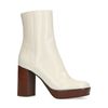 Bottines cuir à talon cubain - blanc