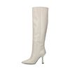 Bottes hautes en cuir avec petit talon - blanc cassé