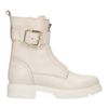 Bottines motardes en cuir avec boucle - beige