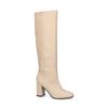 Bottes hautes en cuir avec talon - blanc cassé