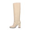 Bottes hautes en cuir avec talon - blanc cassé