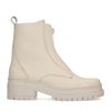 Bottines motardes en cuir - blanc cassé