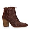 Bottines cuir à talon tressées - marron