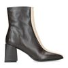 Bottines en cuir avec rayure et talon cubain - marron
