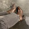 Bottines cuir avec talon cubain - marron foncé