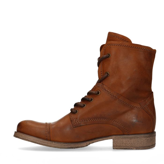 Combat boots en cuir - marron