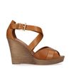 Chaussures compensées en cuir - cognac