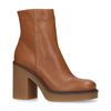 Bottines en cuir avec talon cubain - marron