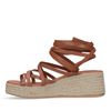 Sandales à semelle plateforme en cuir à lacets - cognac