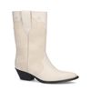 Santiags en cuir et daim - blanc cassé