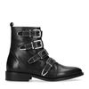Bottines motardes en cuir avec boucles - noir