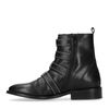 Bottines motardes en cuir avec boucles - noir