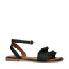 Sandales cuir avec froufrous - noir