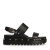 Sandales cuir à plateau avec clous - noir