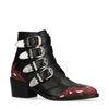Bottines cuir à boucles avec détails western - noir