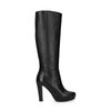 Bottes hautes en cuir à talon - noir
