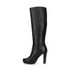 Bottes hautes en cuir à talon - noir